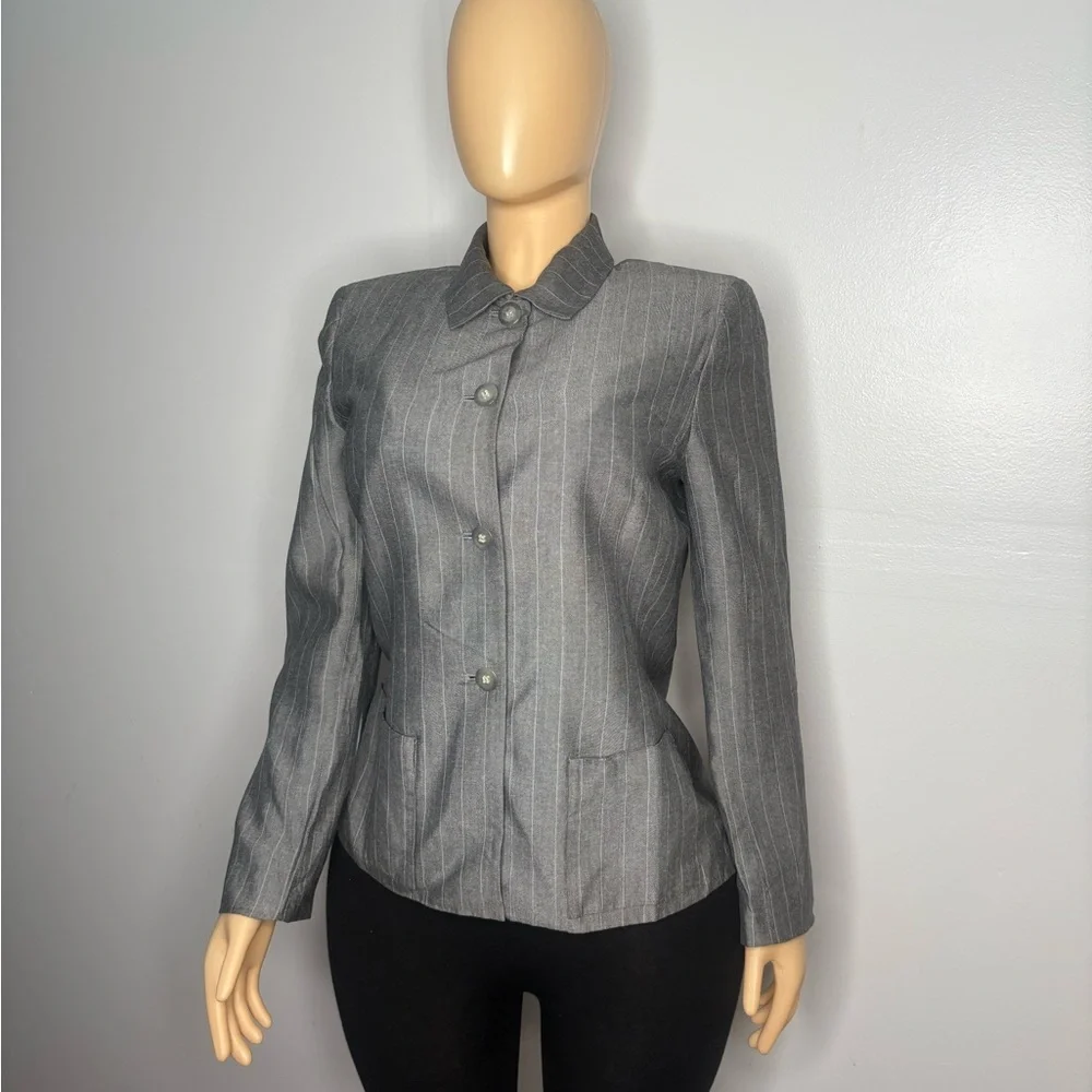 Tahari Gray Pinstripe Blazer